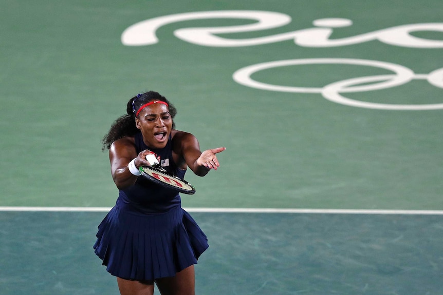 Serena Williams screams during her match against Alize Cornet