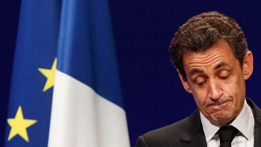 Nicolas Sarkozy delivers a speech