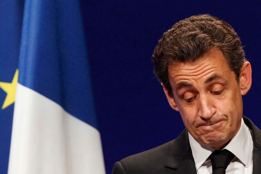 Nicolas Sarkozy delivers a speech