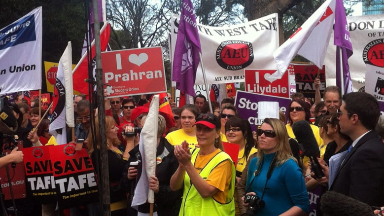 TAFE protesters demonstrate in Melbourne