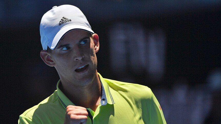 Dominic Thiem pumps his left fist after beating Denis Kudla in the second round of the Australian Open.
