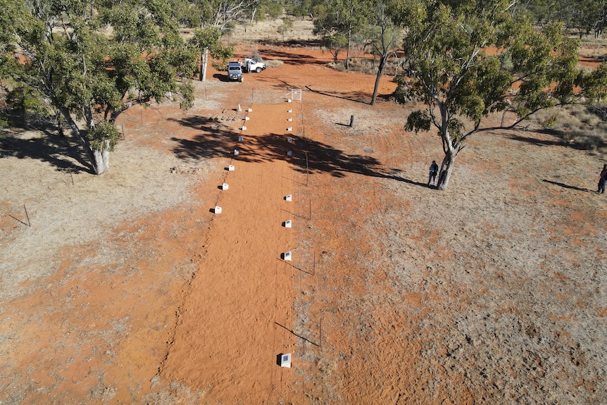 An aerial photo grave of the outback cemetery