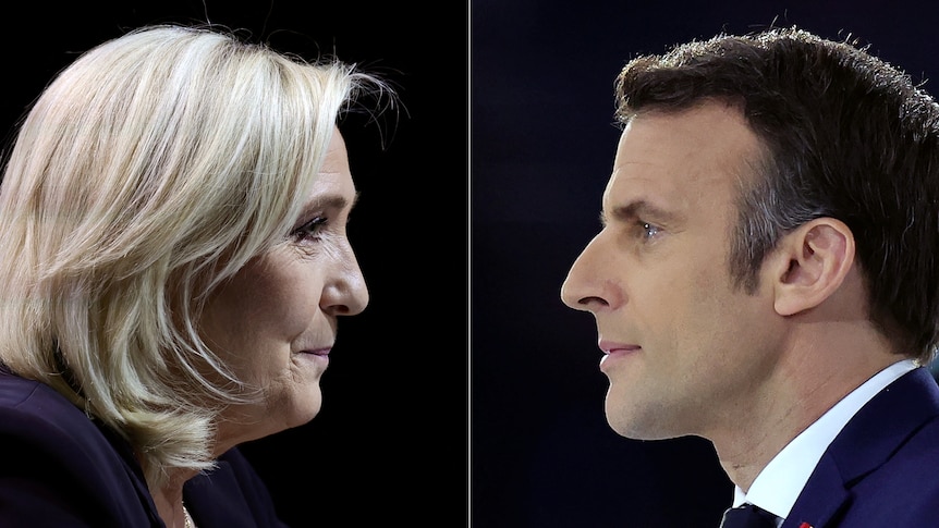 Marine Le Pen and Emmanuel Macron in a composite image