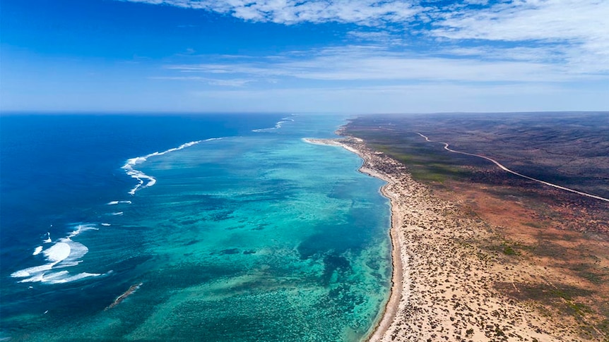 Aerial shot of the coastline of Australia