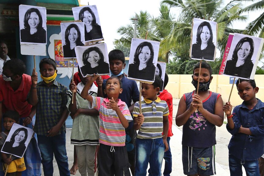 Children in India support Kamala Harris