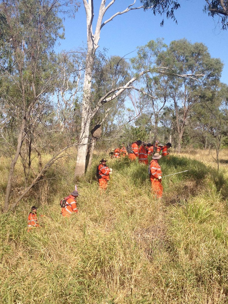 SES volunteers are assisting in a search near the Rockhampton Barrage on the Fitzroy River just upstream from the city centre.