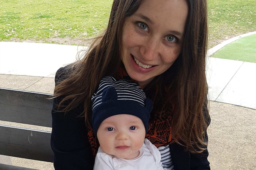 Ashleigh Barton with her baby son