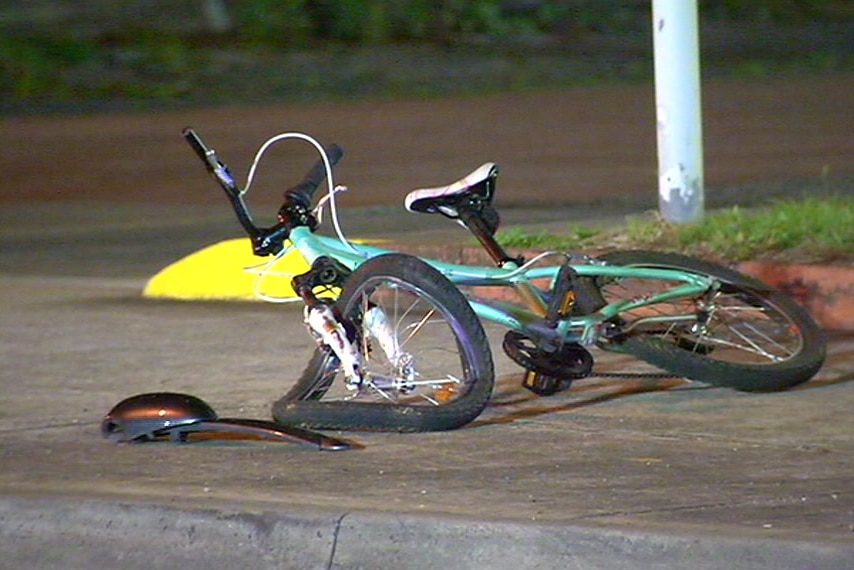 A mangled bicycle.