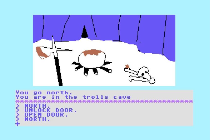 A screen shot of an early vide game giving the user instructions