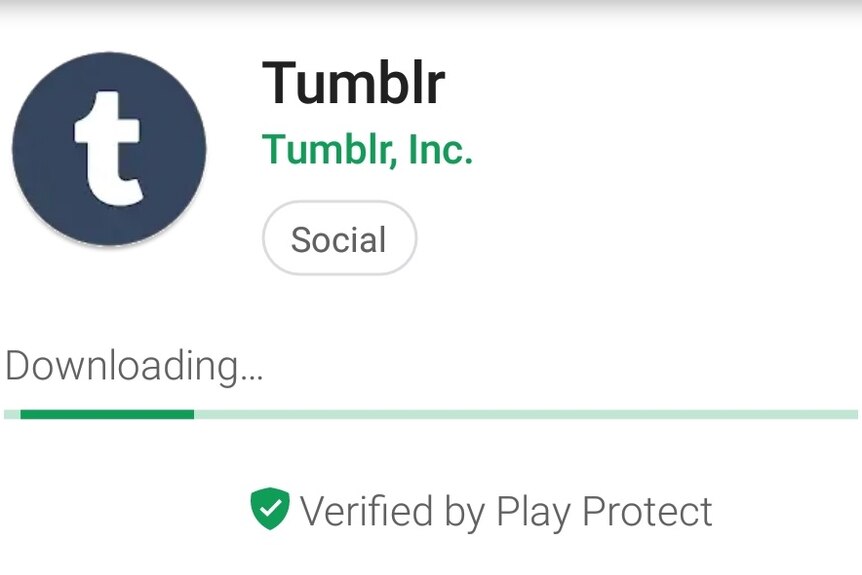 Tumblr is being downloaded, as evidenced by a download progress bar.