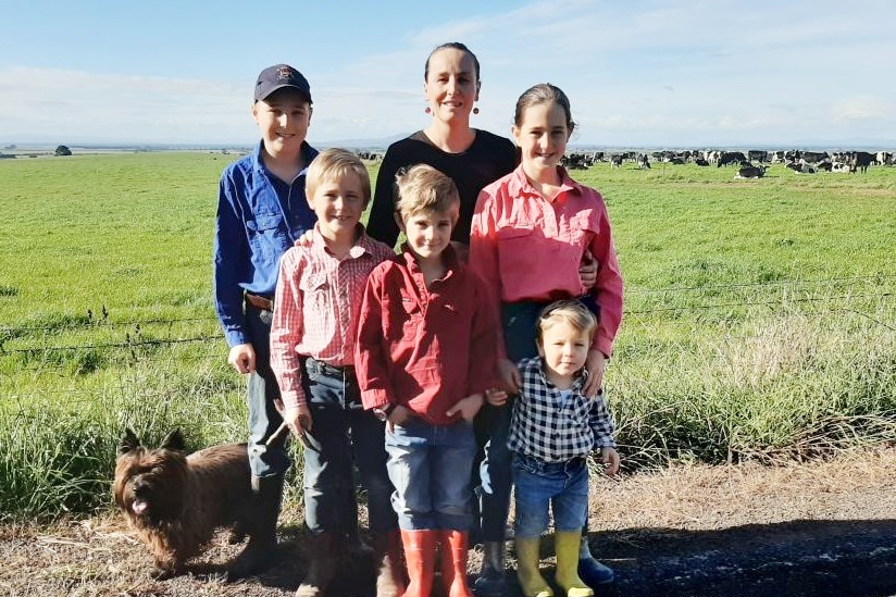 Cat  Miedecke and family on their property in Tasmania,