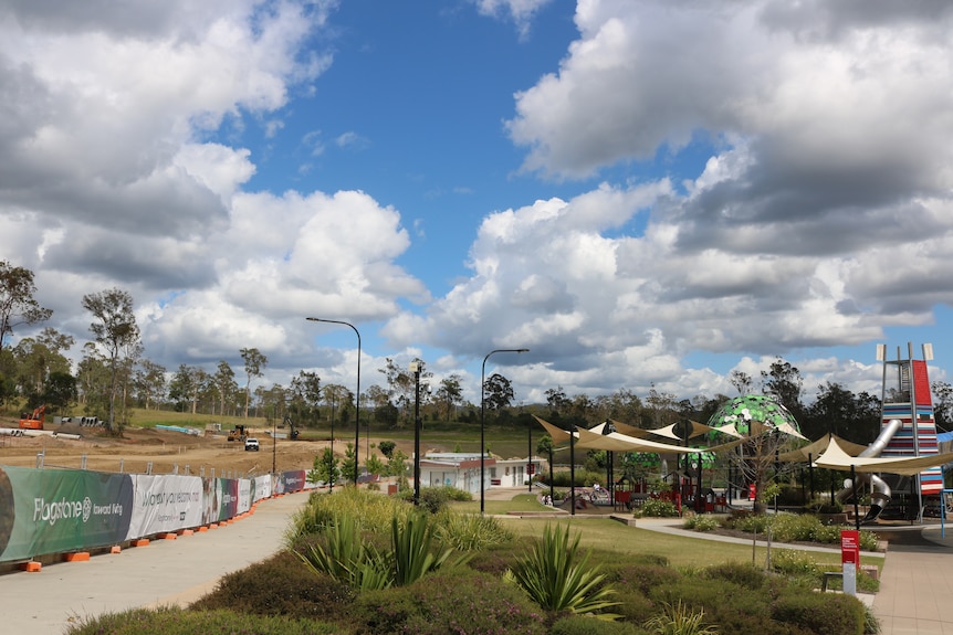 Water park and new town centre, of a new suburb