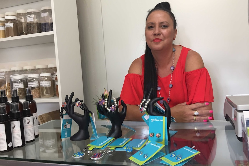 Nikki Chenoweth with a small collection of her hand-crafted jewellery