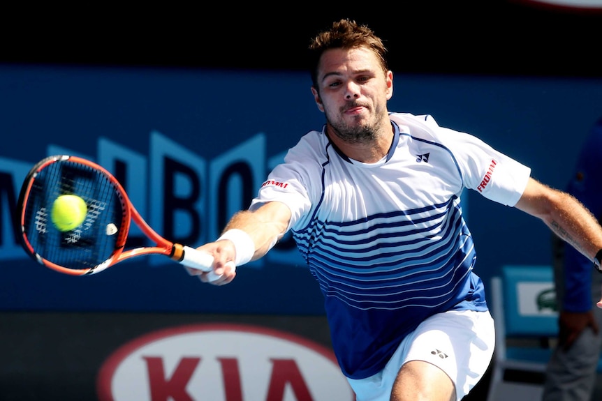 Stan Wawrinka of Switzerland plays Kei Nishikori of Japan during their quarter finals match