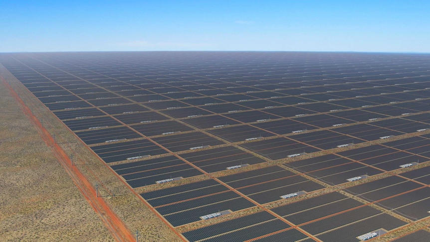 a computer generated image showing a proposed sprawling solar farm in the NT.
