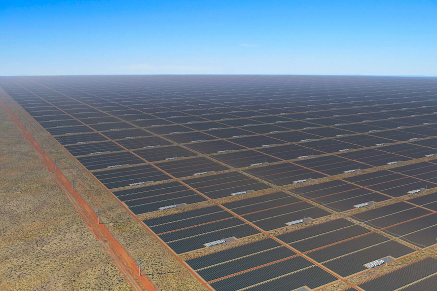 A computer generated image showing a proposed solar farm in the NT.