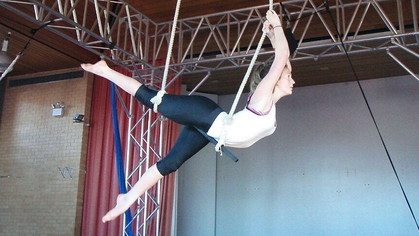 Circus performer at workshop in Chifley