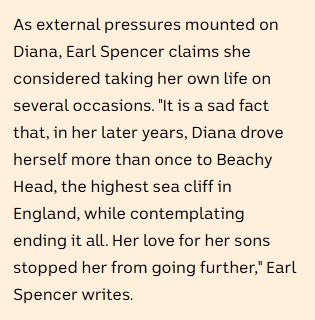 Earl Spencer claims Diana considered taking her life on multiple occasions, but her love for her sons stopped her.