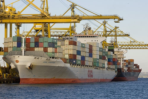 Port Botany Container vessel berthed at DP World at Port Botany