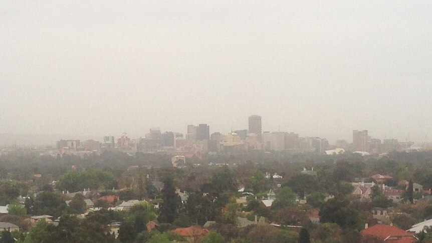 Dust rolls in across Adelaide