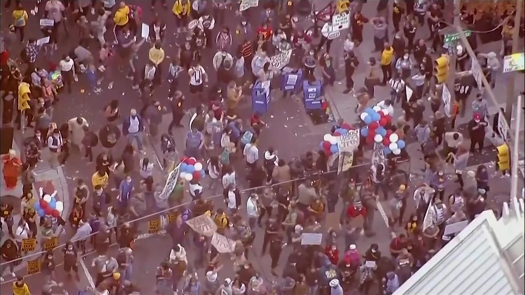Protesters gather outside the Convention Centre in Philadelphia - ABC News