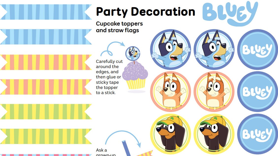 Party Pack - ABC Kids for Free Bluey Party Favor Printables
