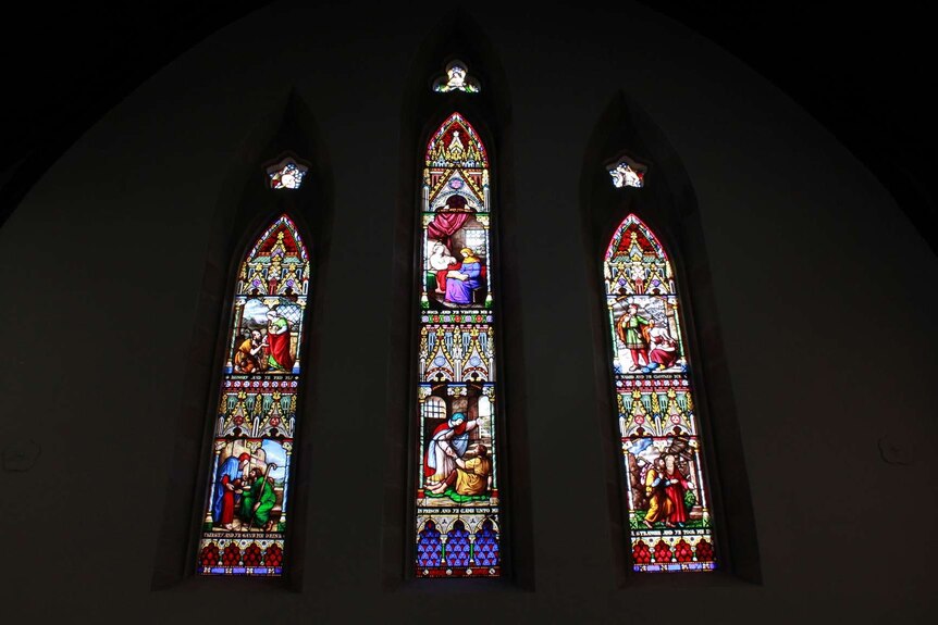 The south facing window in the All Saints church in South Hobart