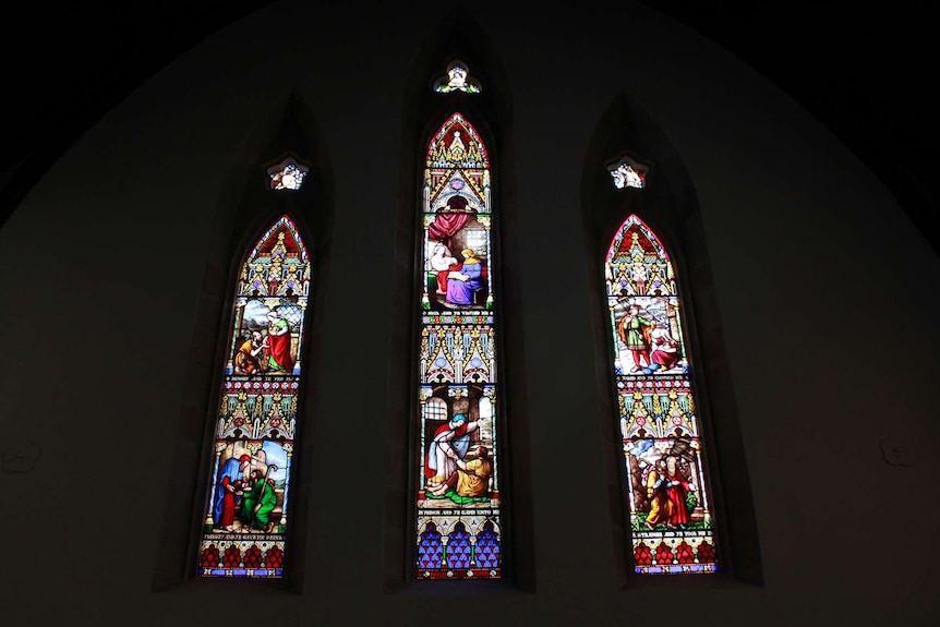 The south facing window in the All Saints church in South Hobart