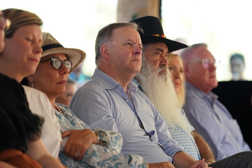 Anthony Albanese, Linda Burney and Pat Dodson are among attendees in a seated crowd