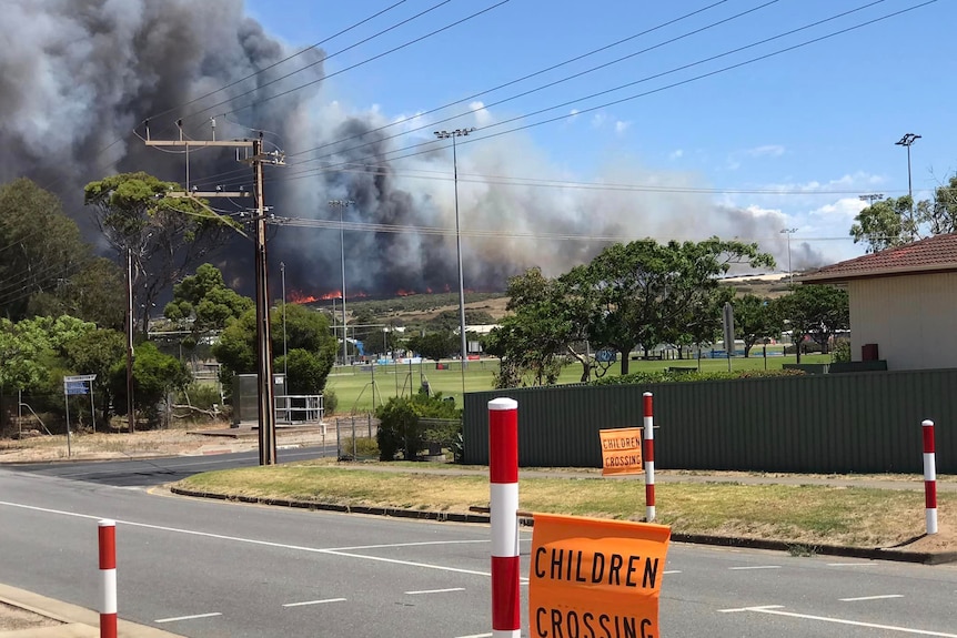 A fire in hills above Port Lincoln.