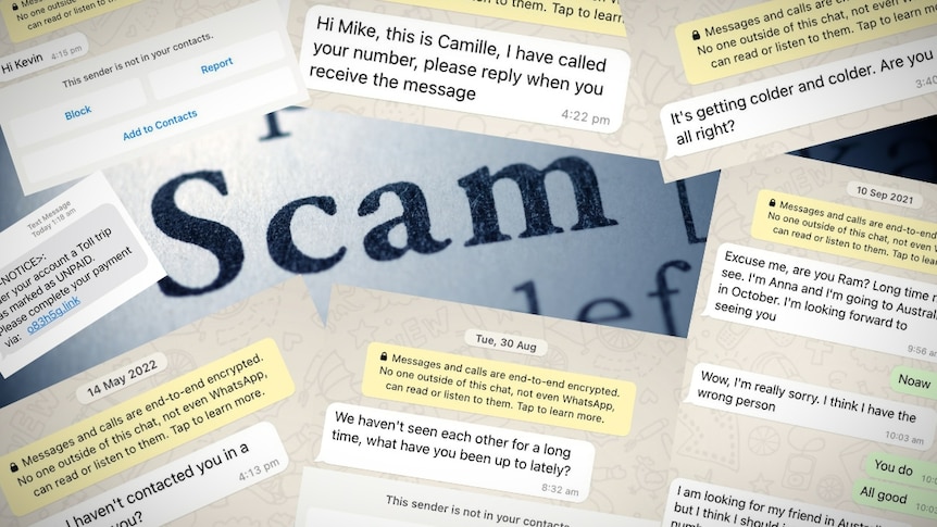 A composite images of scam texts