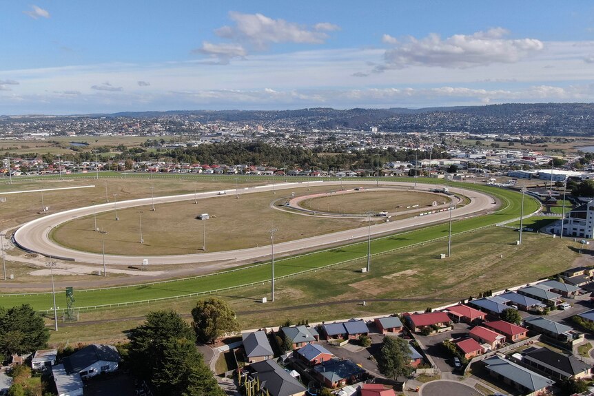 A horse racecourse seen from the air.