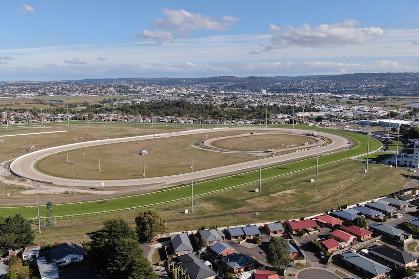 A horse racecourse seen from the air.