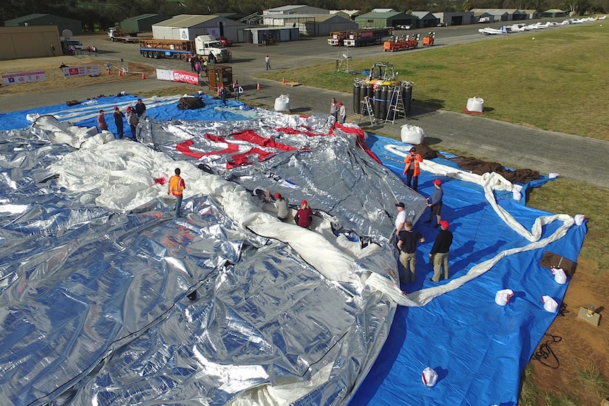 Preparations underway for Fedor Konyukhov's hot-air balloon record attempt.