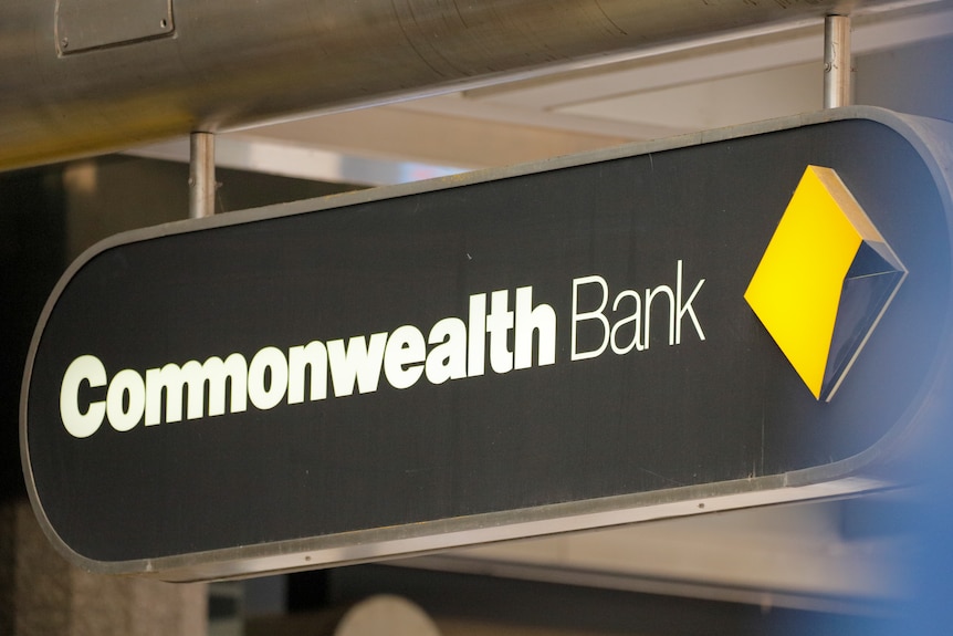A commonwealth bank sign and logo.