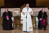 Pope Francis speaks to international bishops at Saint Charles Borromeo Seminary