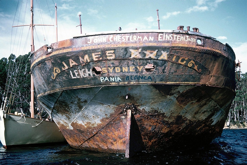 Graffiti on the wreck of the James Craig