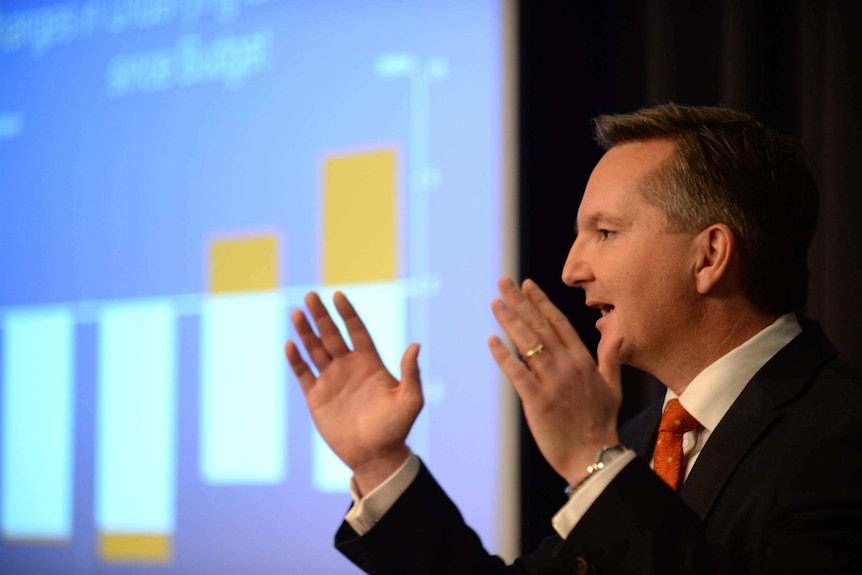 Chris Bowen speaks at the release of the Government's economic statement