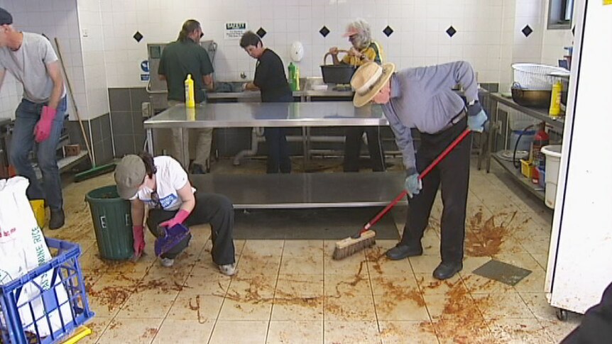 The clean up begins at the Canberra Islamic Centre at Monash.