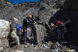 Authorities work at the crash site of the Germanwings Airbus A320