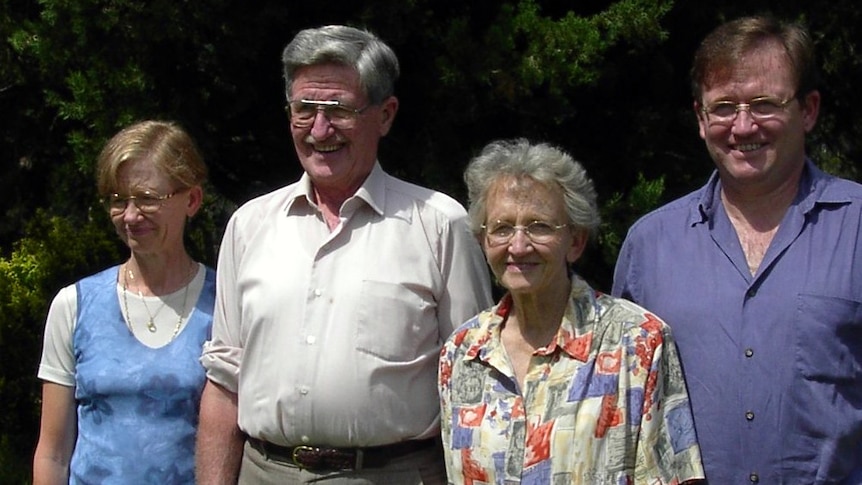 Lorraine Thomson (left) with father, mother and brother.