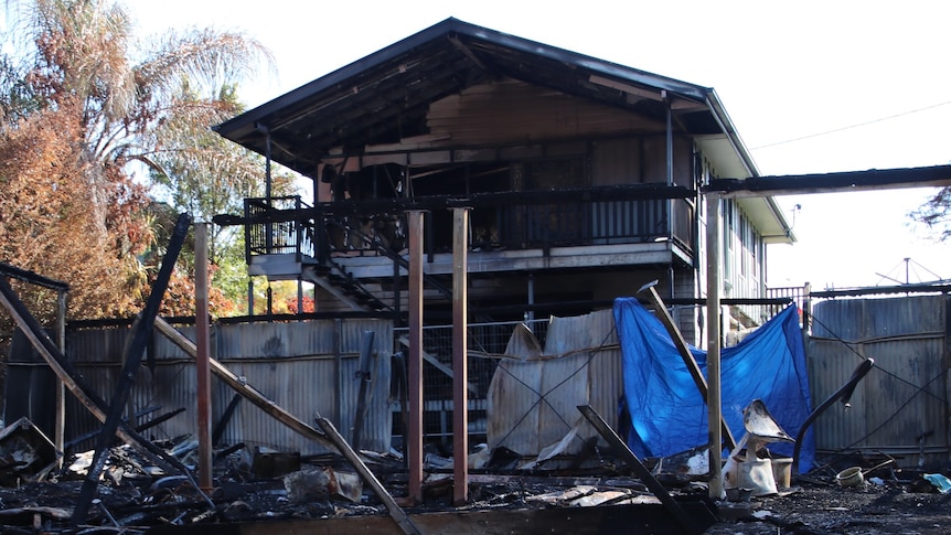 The burned remains of the Russell Island family home