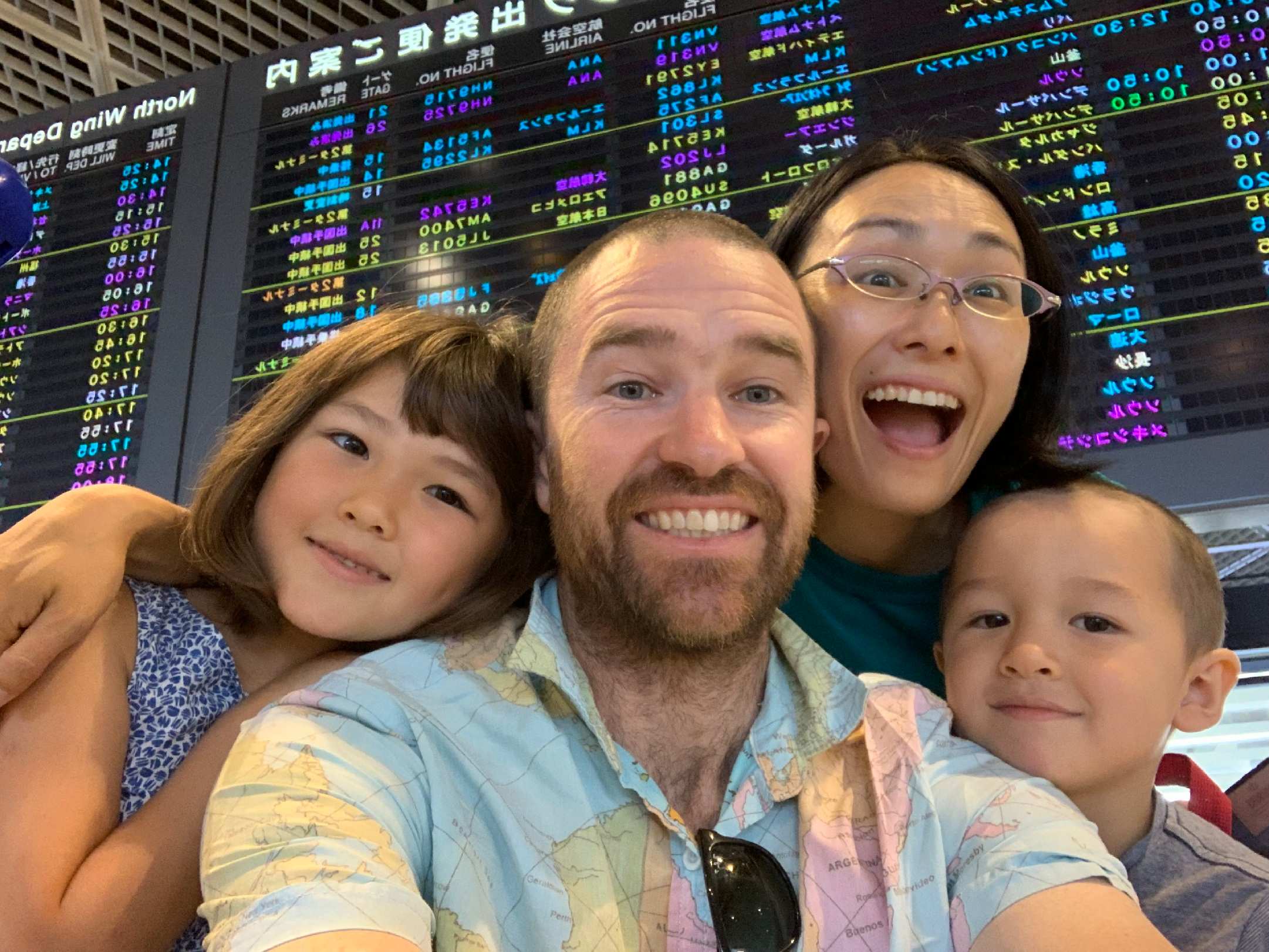 David Stuart and Junko, Juno and Remy leaving Japan for Europe in New Format for Living series