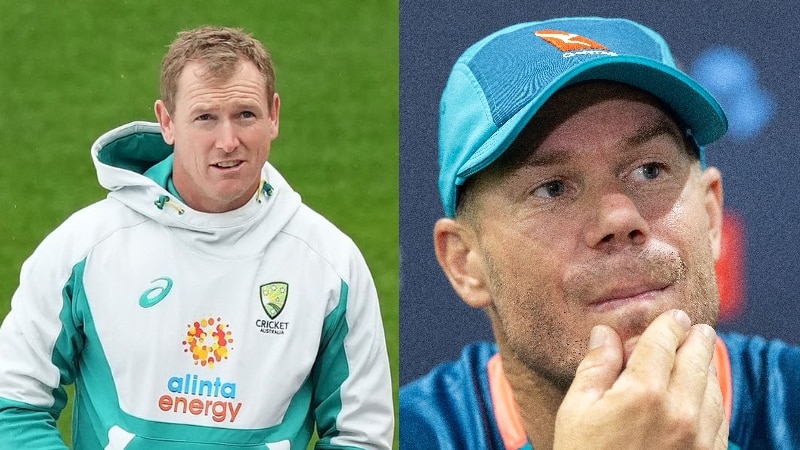  A composite image of George Bailey and David Warner