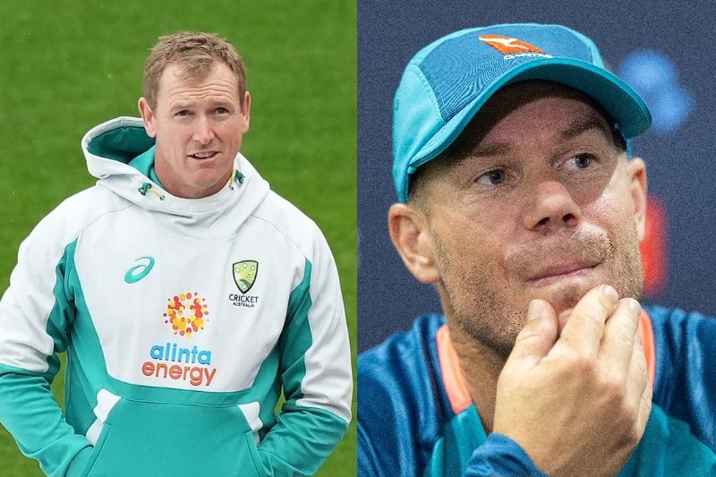  A composite image of George Bailey and David Warner