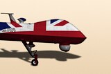 A graphic of a drone with a Union Jack imposed over it