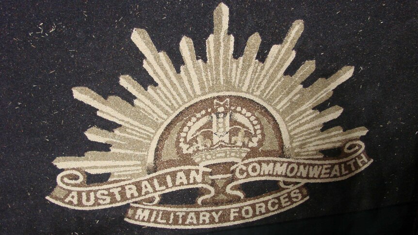 The Australian Army's Rising Sun Badge made from grains.