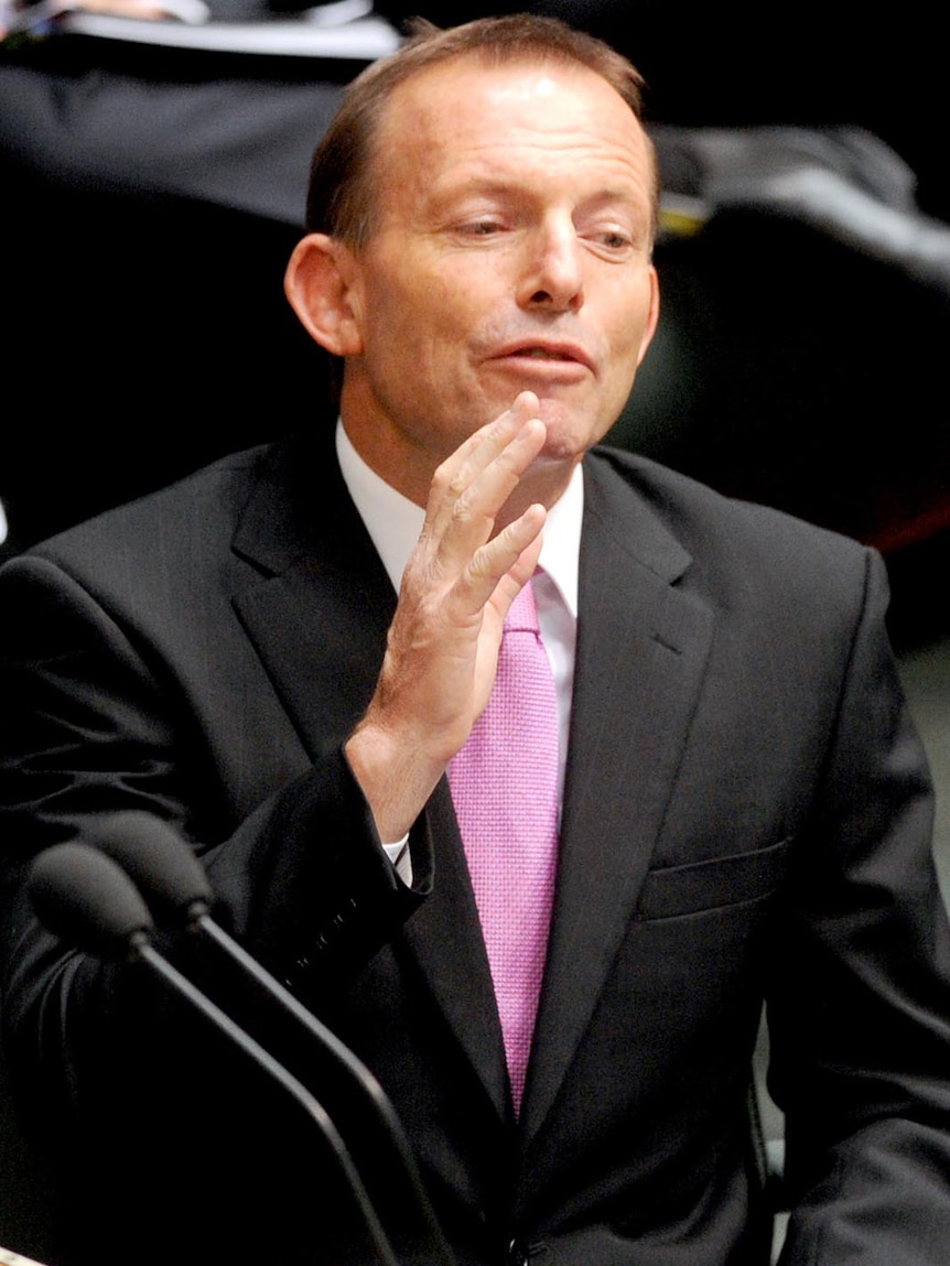 Opposition Leader Tony Abbott interjects during of House of Representatives Question Time on November 1, 2011.