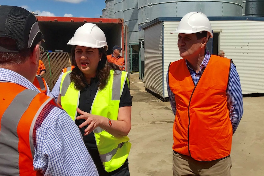 Annastacia Palaszczuk at a chickpea distribution centre on the Darling Downs