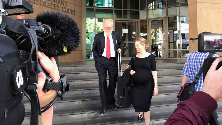 Robert Richter and Ruth Shann leave court.